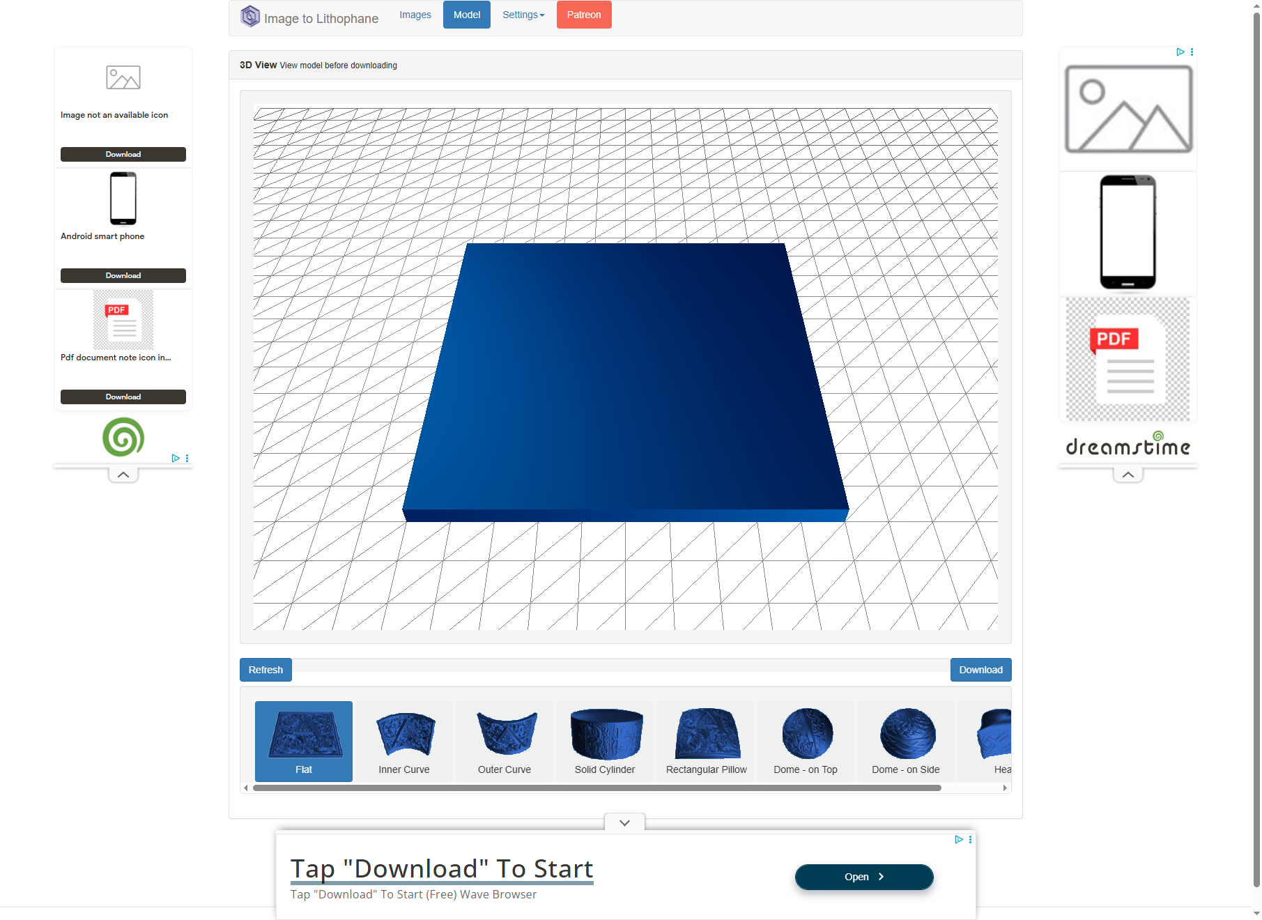 Screenshot of 3dp.rocks Lithophane